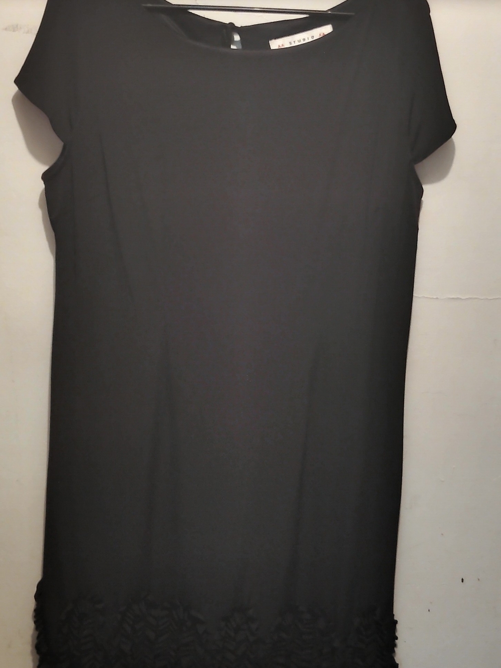 Aa Studio Black Short Sleeve Tunic with Textured Hem